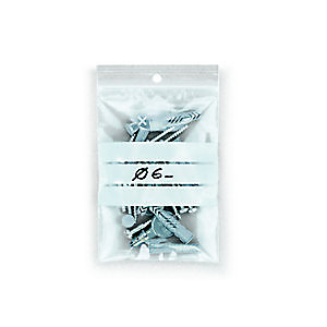 RAJA Sachet plastique à fermeture Zip et bande d'écriture - 8 x 12 cm - Epaisseur 50 microns - Transparent - Carton de 1000