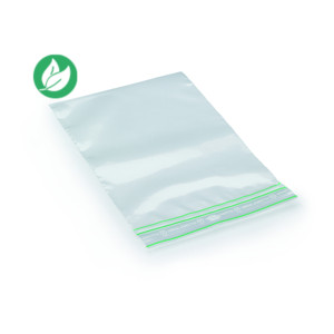 RAJA Sachet plastique recyclé à fermeture Zip - 10 x 15 cm - Epaisseur 60 microns - Transparent - Carton de 1000