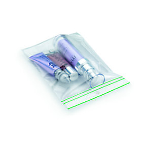 RAJA Sachet plastique recyclé à fermeture Zip - 8 x 12 cm - Epaisseur 60 microns - Transparent - Carton de 1000