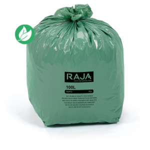 RAJA Sacs poubelle écologique 100% recyclé 100L Vert -  Lot de 200 sacs