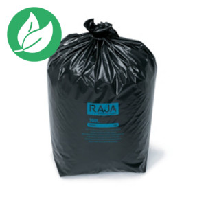 RAJA Sacs poubelle recyclés à usage intensif 160 L - 65 microns diamètre 60.5 x H.130 cm - Noir