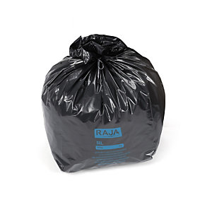 RAJA Sacs poubelle recyclés à usage intensif 50 L - 45 microns diamètre 43.3 x H.80 cm - Noir