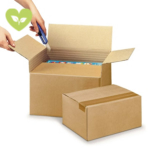 RAJA Scatola in cartone automontante ad altezza variabile, 34 x 26 x 8/15 cm, Onda singola, Avana RAJA Scatola in cartone automontante ad altezza variabile, 34 x 26 x 8/15 cm, Onda singola, Avana