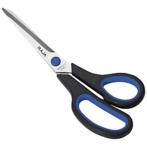 RAJA Soft-grip Tijeras de oficina, acero inox de punta aguda, mango asimétrico de agarre suave, 17,3 cm, negro y rojo RAJA Soft-grip Tijeras de oficina, acero inox de punta aguda, mango asimétrico de agarre suave, 17,3 cm, negro y rojo