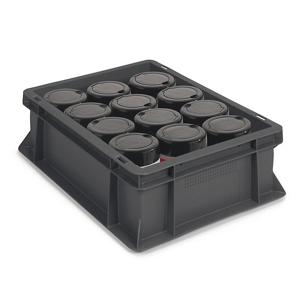 RAJA Stackable Euro Containers and Lids - Black - 6