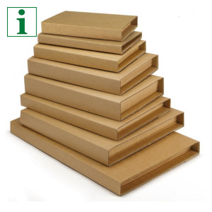 RAJA standard brown panel wrap book boxes with an adhesive strip
