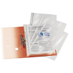 RAJA Standard Plus Funda perforada, A4, polipropileno de 60 micras, 11 orificios, lisa, transparente