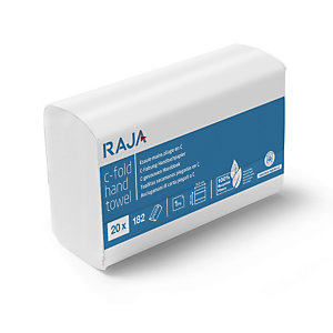 RAJA Sustainable Earth™ Toallitas de papel plegadas, 1 capa, 182 hojas, pliegue en C, en relieve, recicladas, 330 mm, blanco natural