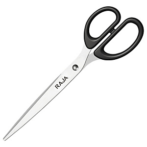 RAJA Tijeras de oficina, acero inox de punta redonda, mango asimétrico, 21 cm, negro RAJA Tijeras de oficina, acero inox de punta redonda, mango asimétrico, 21 cm, negro