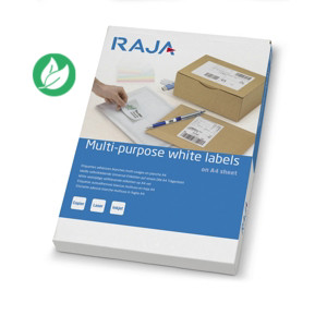 RAJA Étiquettes multi-usages adhésion permanente - Coins arrondis - 99,1 x 67,7 mm - Blanc RAJA Étiquettes multi-usages adhésion permanente - Coins arrondis - 99,1 x 67,7 mm - Blanc