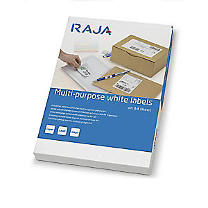 RAJA Étiquettes multi-usages adhésion permanente - Coins droits vifs - 105 x 35 mm - Blanc - boîte 1600 unités