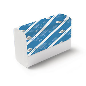 RAJA Toallitas de papel plegadas, 2 capas, 210 hojas, pliegue en V en zigzag, Relieve, 210 mm, Blanco