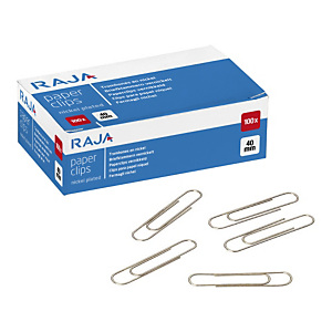 RAJA Trombones acier nickelé 40 mm bout rond - Boîte de 100 RAJA Trombones acier nickelé 40 mm bout rond - Boîte de 100