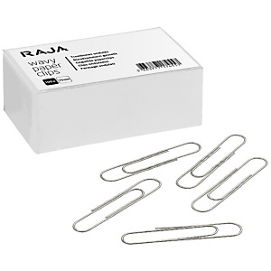 RAJA Trombones ondulés 75 mm en acier galvanisé argent - Boîte de 100 RAJA Trombones ondulés 75 mm en acier galvanisé argent - Boîte de 100