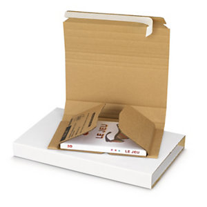RAJA Étui emballage postal carton brun avec fermeture adhésive - 21 x 15 cm - Livre,  jeux vidéo, photo - Lot de 25