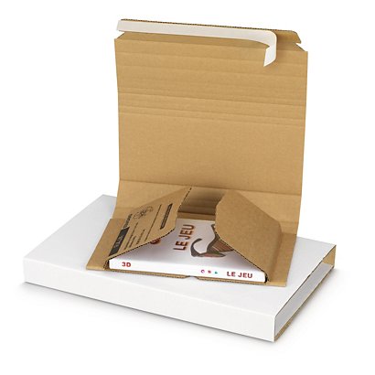 RAJA Étui emballage postal carton brun avec fermeture adhésive - 21 x 15 cm - Livre,  jeux vidéo, photo - Lot de 25 - 1