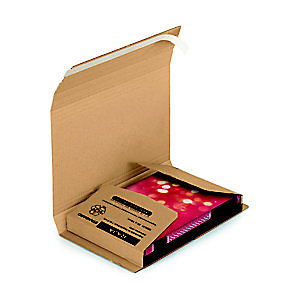 RAJA Étui emballage postal carton brun avec fermeture adhésive - 24 x 18 cm - Livre, coffret cadeau - Lot de 25