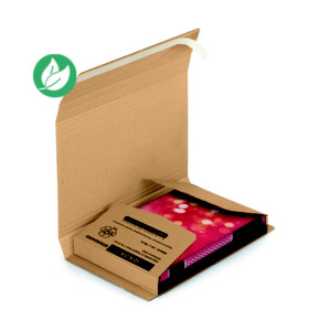 RAJA Étui emballage postal carton brun avec fermeture adhésive - 28 x 22 cm - Livre, tablette - Lot de 25
