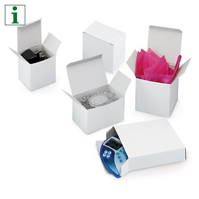 RAJA white cardboard gift boxes, 80x60x70mm - 1