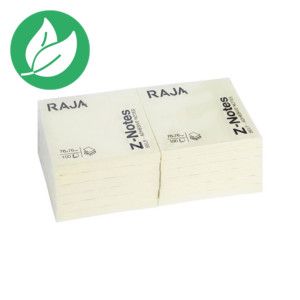 RAJA Z-Notes auto-adhésives 76 x 76 mm - Jaune - Lot de 12 blocs de 100 feuilles RAJA Z-Notes auto-adhésives 76 x 76 mm - Jaune - Lot de 12 blocs de 100 feuilles