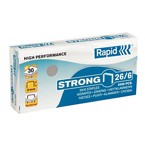 Rapid Grapas de alambre resistente (26/6), 6 mm de longitud de patilla, acero galvanizado, caja de 5000 Rapid Grapas de alambre resistente (26/6), 6 mm de longitud de patilla, acero galvanizado, caja de 5000
