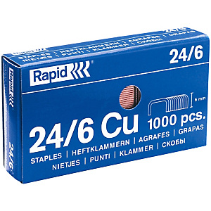 Rapid Grapas estándar (24/6), 6 mm de longitud de patilla, acero cobreado Rapid Grapas estándar (24/6), 6 mm de longitud de patilla, acero cobreado