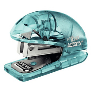 Rapid ICE F4 Grapadora manual mini, capacidad para 10 hojas, compatible con grapas 24/6 y 26/6, color azul