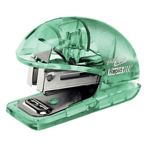 Rapid ICE F4 Grapadora manual mini, capacidad para 10 hojas, compatible con grapas 24/6 y 26/6, color verde