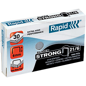 Rapid Punti metallici modelllo 21/6 - Passo 6 mm - Altezza gamba 6 mm (confezione 5000 pezzi) Rapid Punti metallici modelllo 21/6 - Passo 6 mm - Altezza gamba 6 mm (confezione 5000 pezzi)