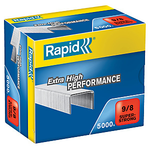 RAPID Punti metallici super resistenti (9/8), Lunghezza gamba 8 mm, Acciaio galvanizzato, Confezione da 5.000 RAPID Punti metallici super resistenti (9/8), Lunghezza gamba 8 mm, Acciaio galvanizzato, Confezione da 5.000