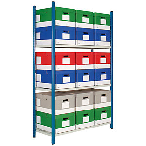 Rayonnage archives pour caisses d’archives - Simple face - L. 125 x P. 50 cm - Elément Départ - Bleu