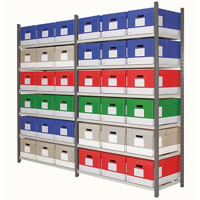 Rayonnage archives pour caisses d' archives - Simple face - L. 125 x P. 50 cm - Elément Suivant - Anthracite - 1