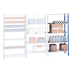 Rayonnage auto-clip 250 kg, élément suivant bleu, Largeur 125 cm Profondeur 40 cm Rayonnage auto-clip 250 kg, élément suivant bleu, Largeur 125 cm Profondeur 40 cm