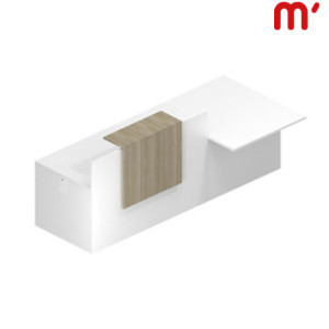 Reception BeCome 1 bancone da 160 cm + 1 modulo basso per diversamente abili da 100 cm, Ingombro totale 260 x 120 x 105 cm, Bianco/Rovere Reception BeCome 1 bancone da 160 cm + 1 modulo basso per diversamente abili da 100 cm, Ingombro totale 260 x 120 x 105 cm, Bianco/Rovere