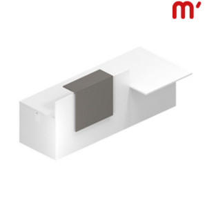 Reception BeCome 1 bancone da 160 cm + 1 modulo basso per diversamente abili da 100 cm, Ingombro totale 260 x 120 x 105 cm, Bianco/Tortora Reception BeCome 1 bancone da 160 cm + 1 modulo basso per diversamente abili da 100 cm, Ingombro totale 260 x 120 x 105 cm, Bianco/Tortora
