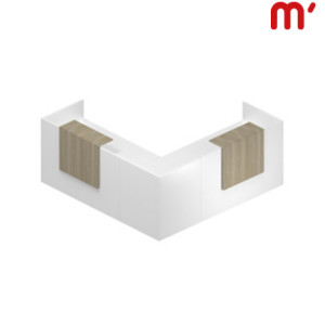Reception BeCome 2 banconi da 160 cm + 1 modulo angolare da 80 cm, Ingombro totale 245 x 245 x 105 cm, Bianco/Rovere Reception BeCome 2 banconi da 160 cm + 1 modulo angolare da 80 cm, Ingombro totale 245 x 245 x 105 cm, Bianco/Rovere