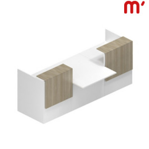 Reception BeCome 2 banconi da 80 cm + 1 modulo basso per diversamente abili da 100 cm, Ingombro totale 260 x 120 x 105 cm, Bianco/Rovere Reception BeCome 2 banconi da 80 cm + 1 modulo basso per diversamente abili da 100 cm, Ingombro totale 260 x 120 x 105 cm, Bianco/Rovere