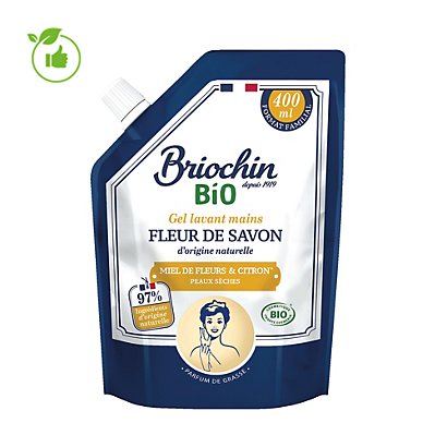 Recharge de savon mains Briochin bio miel de fleurs et citron 400 ml