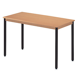 Rechthoekige tafel 120 x 60 cm beuk legblad / zwarte poten