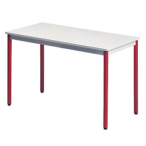 Rechthoekige tafel 120 x 60 cm grijs legblad / rode poten