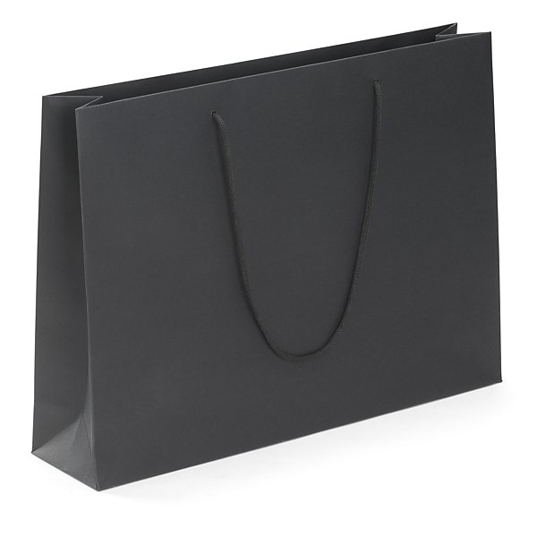 Recycled Kraft paper gift bags with paper handles, black, 180x220x65mm, pack of 12 - 2