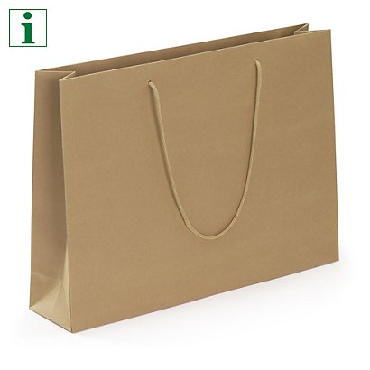 Recycled Kraft paper gift bags with paper handles, white, 180x220x65mm, pack of 12 - 1