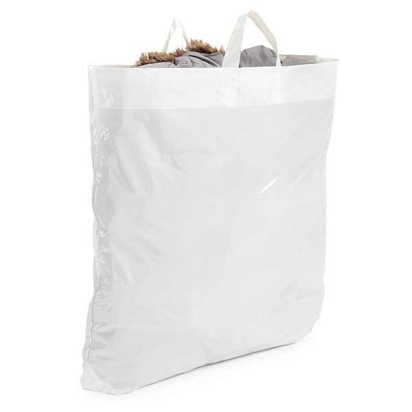 Recycled plastic carrier bags with soft handles, 600x550x100mm, pack of 250 - 2