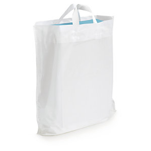 Recycled plastic carrier bags with soft handles