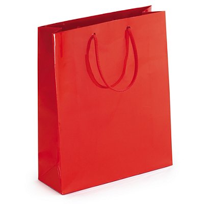 Red gloss laminated custom printed bags - 180x220x65mm - 1 colour, 1 side