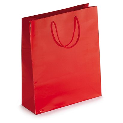 Red gloss laminated custom printed bags - 250x300x90mm - 2 colours, 1 side