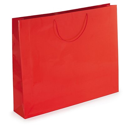 Red gloss laminated custom printed bags - 520x420x100mm - 1 colour, 2 sides