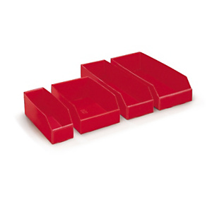 Red poliboard storage bins Red poliboard storage bins