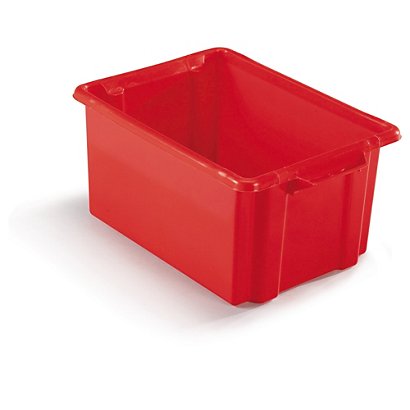 Red, stack and store plastic containers, 32L, pack of 5 - 1