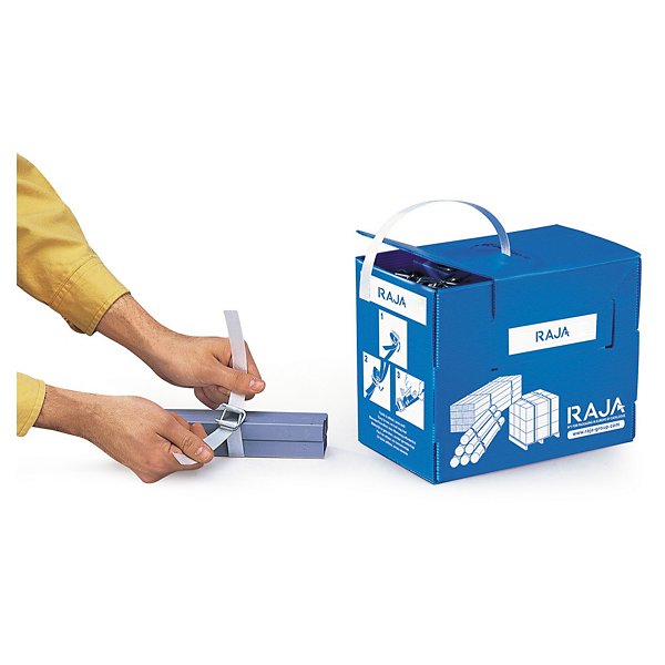 Reggia tessile in scatola dispenser RAJA 13mm x 250m + 80 fibbie in acciaio - 3